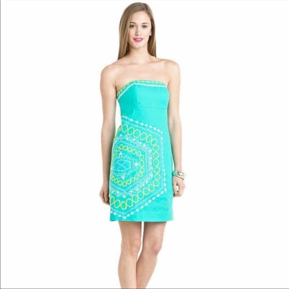 Lilly Pulitzer Bowen Honeycomb Teal Dress